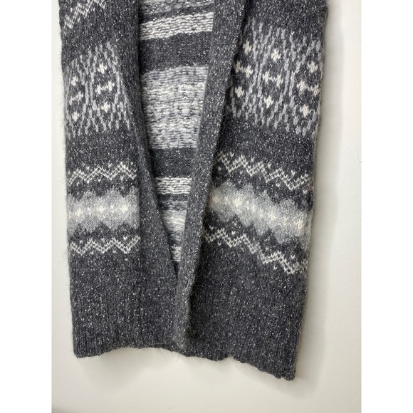 Kenji Women's Fair Isle Knit Long Vest Cardigan Shawl Collar Multi Gray Size L - Picture 10 of 12